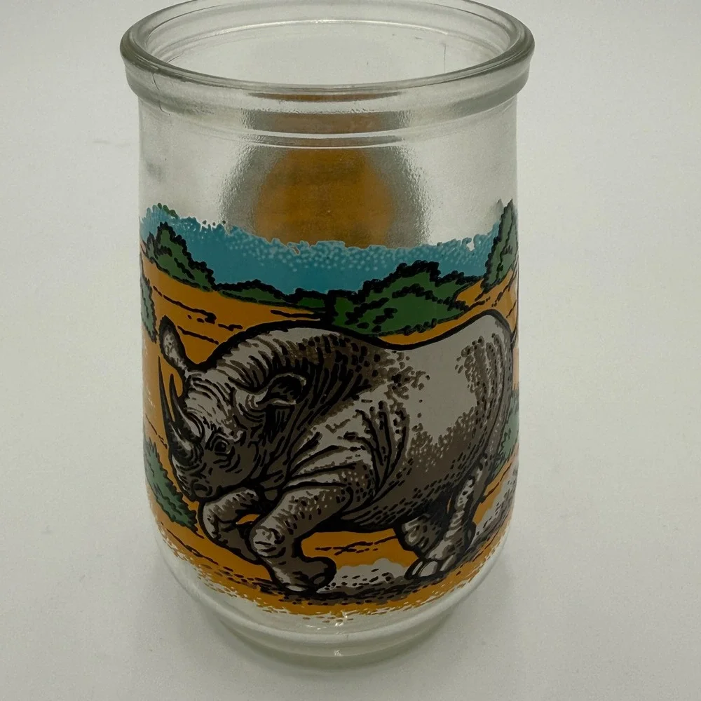 Vintage Welchs Endangered‎ Species Collection Black Rhino Jelly Jar Glass No 2